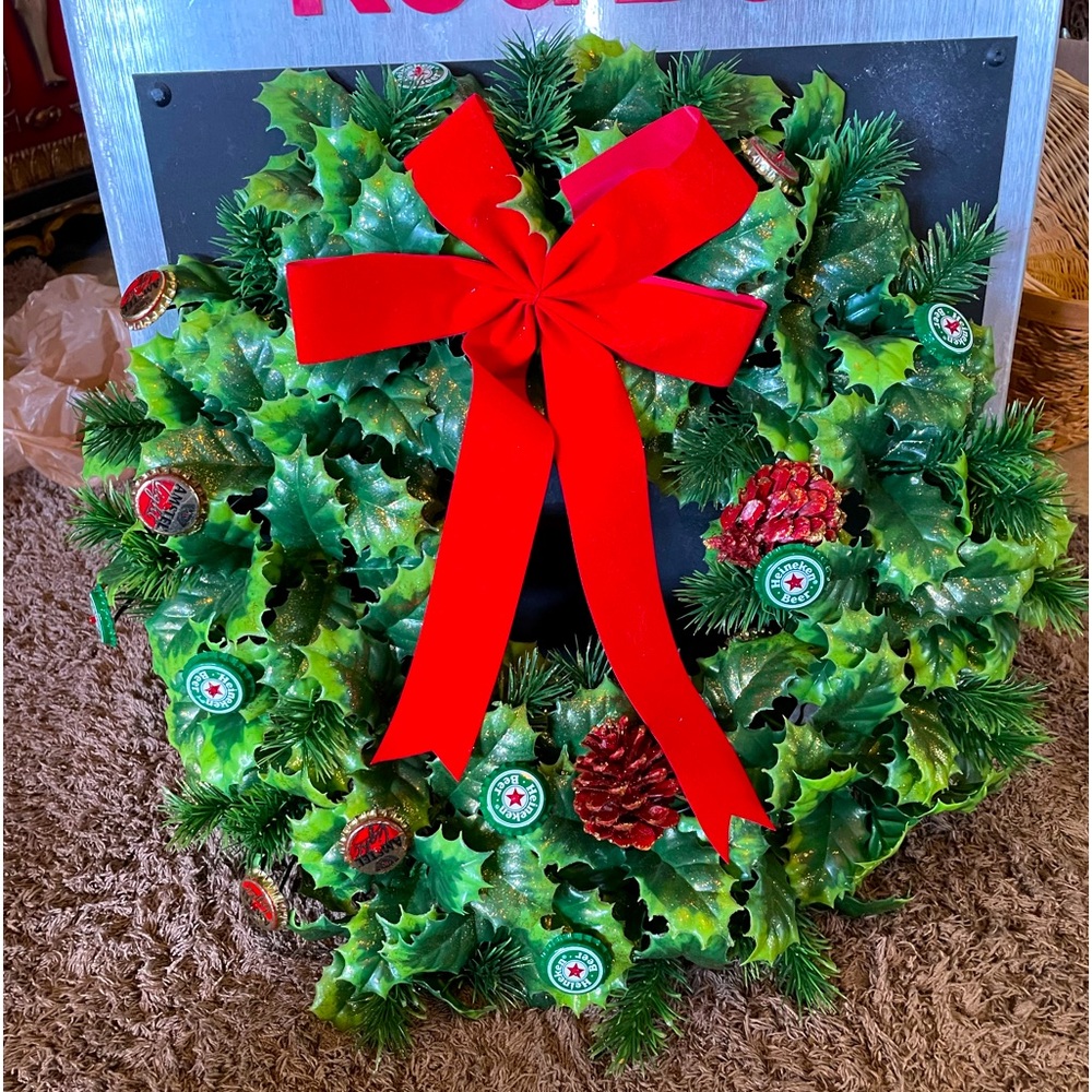 Vintage Amstel Light Heineken light up Christmas Wreath